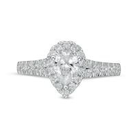 Peoples Private Collection 1.00 CT. T.W. Certified Pear-Shaped Diamond Frame Engagement Ring in 14K White Gold (F/SI2)|Peoples Jewellers