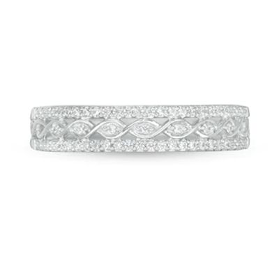 0.09 CT. T.W. Diamond Twist Triple Row Anniversary Band in 10K White Gold|Peoples Jewellers