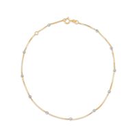 Diamond-Cut Bead Station Anklet in 10K Two-Tone Gold - 10"|Peoples Jewellers