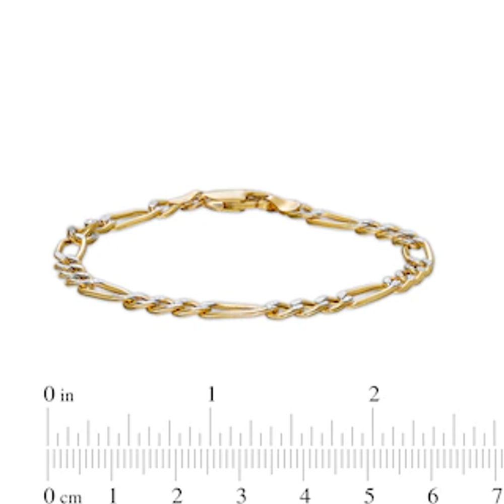 4.8mm Diamond-Cut Figaro Chain Bracelet in Hollow 14K Two-Tone Gold - 7.25"|Peoples Jewellers