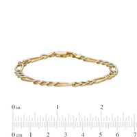 4.8mm Diamond-Cut Figaro Chain Bracelet in Hollow 14K Two-Tone Gold - 7.25"|Peoples Jewellers