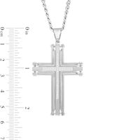 Men's 0.15 CT. T.W. Diamond Industrial Border Cross Pendant in Stainless Steel - 24"|Peoples Jewellers