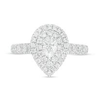 1.50 CT. T.W. Pear-Shaped Certified Lab-Created Diamond Double Frame Engagement Ring in 14K White Gold (F/SI2)|Peoples Jewellers