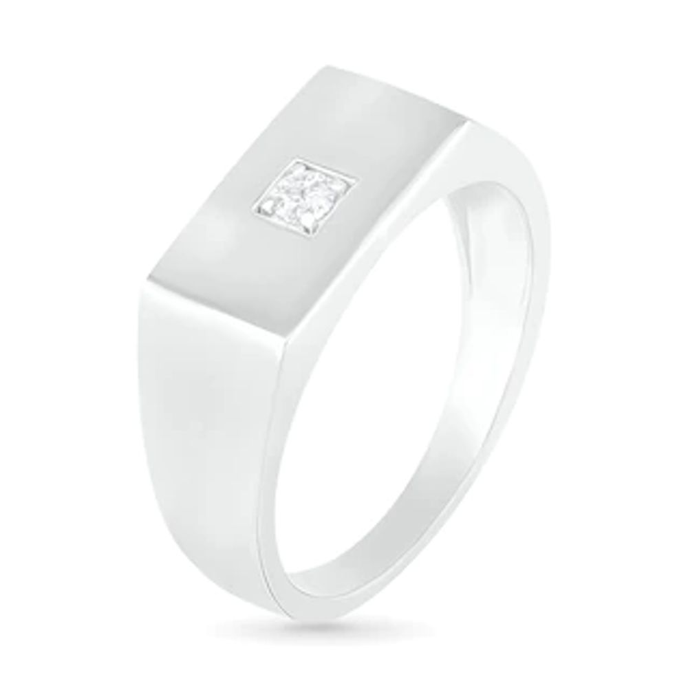 Men's 0.065 CT. Diamond Solitaire Square-Top Wedding Band in 10K Gold|Peoples Jewellers