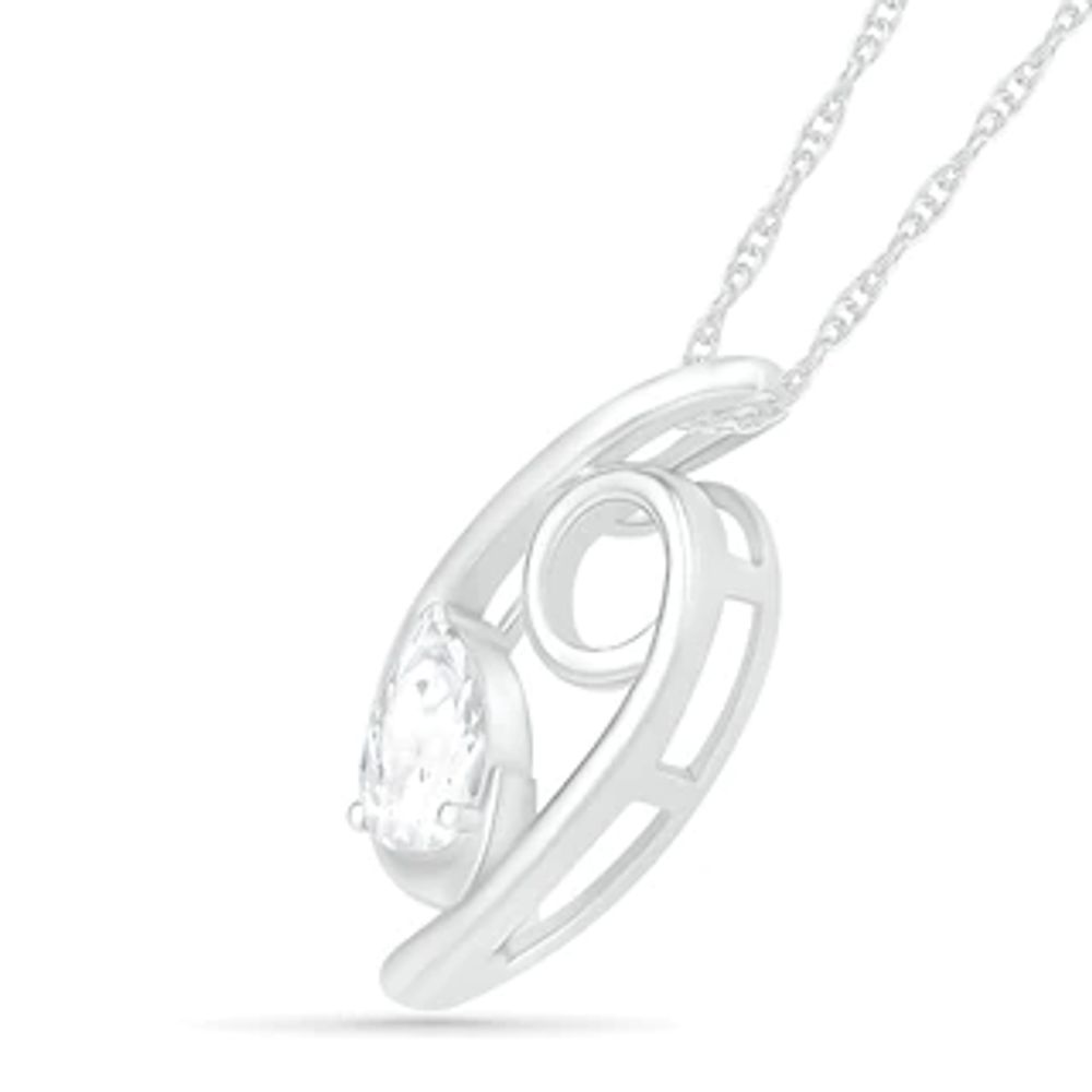 Pear-Shaped White Lab-Created Sapphire Cancer Zodiac Sign Pendant in Sterling Silver|Peoples Jewellers