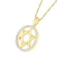 0.086 CT. T.W. Diamond Star of David Pendant in Sterling Silver with 14K Gold Plate|Peoples Jewellers