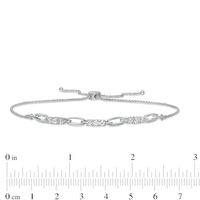 0.45 CT. T.W. Diamond Past Present Future® Link Bolo Bracelet in 10K White Gold -10.5"|Peoples Jewellers