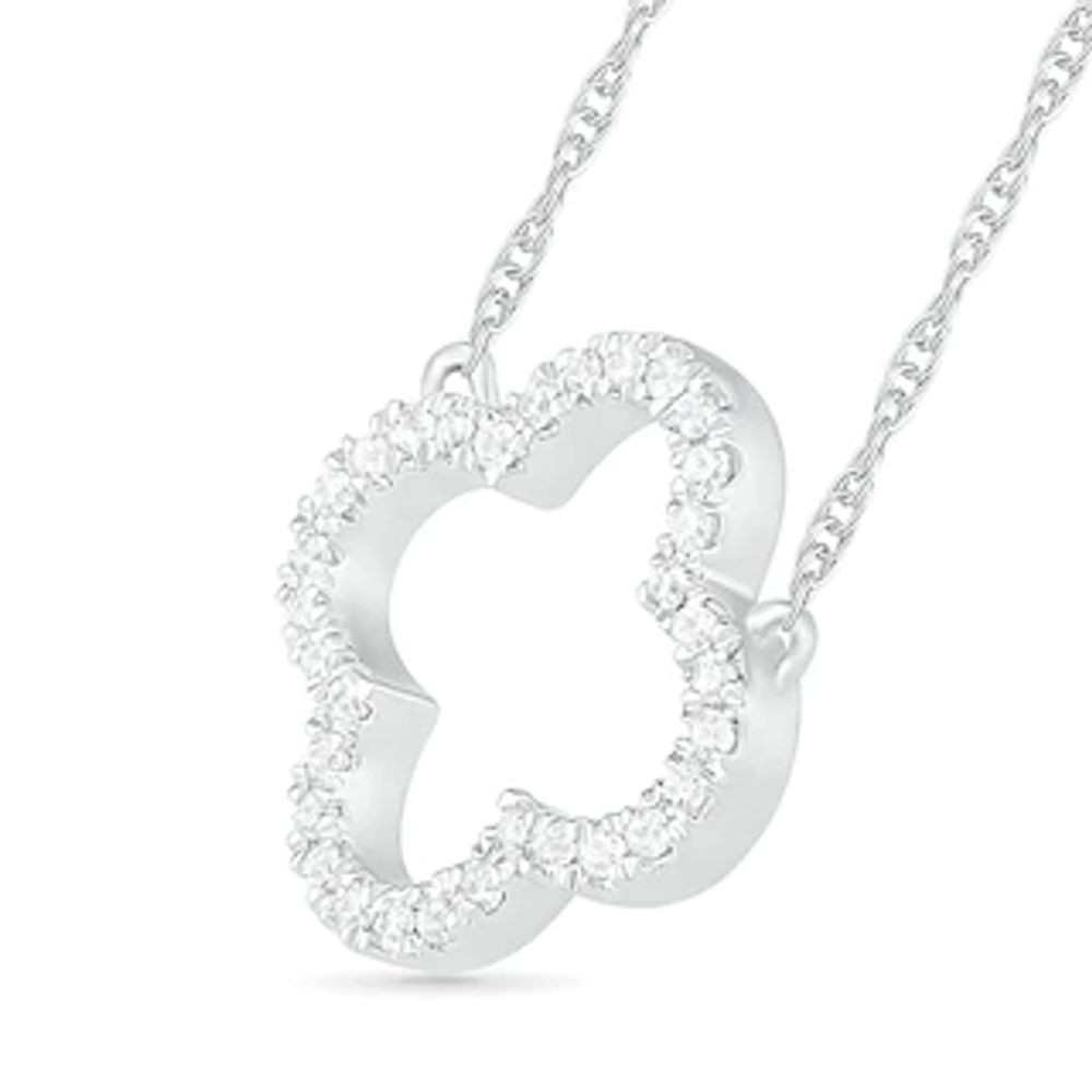 0.086 CT. T.W. Diamond Clover Necklace in Sterling Silver|Peoples Jewellers