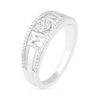 0.085 CT. T.W. Diamond "MOM" Double Row Ring in Sterling Silver|Peoples Jewellers