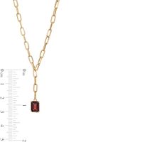 Emerald-Cut Garnet Solitaire and Paper Clip Chain "Y" Necklace in 10K Gold|Peoples Jewellers