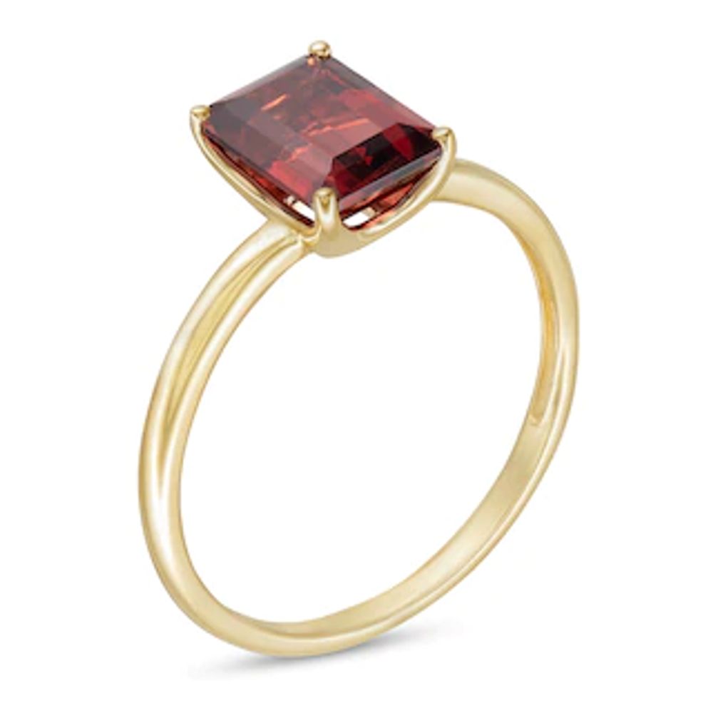 Emerald-Cut Garnet Solitaire Ring in 10K Gold|Peoples Jewellers