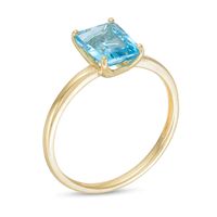 Emerald-Cut Swiss Blue Topaz Solitaire Ring in 10K Gold|Peoples Jewellers