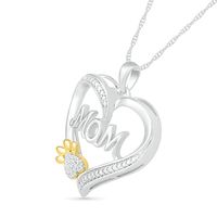 Diamond Accent Heart "Mom" with Paw Pendant in Sterling Silver and 10K Gold|Peoples Jewellers