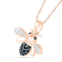 0.115 CT. T.W. Black Enhanced and White Diamond Bee Pendant in 10K Rose Gold|Peoples Jewellers