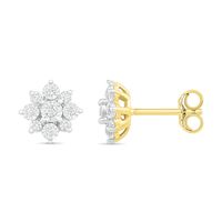 0.145 CT. T.W. Diamond Sunburst Stud Earrings in 10K Gold|Peoples Jewellers