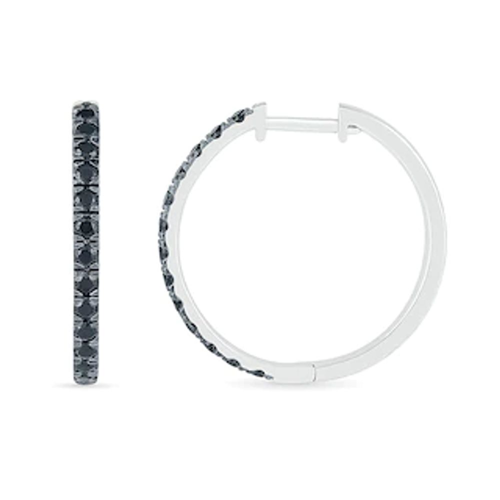 0.45 CT. T.W. Black Enhanced Diamond Hoop Earrings in 10K White Gold|Peoples Jewellers