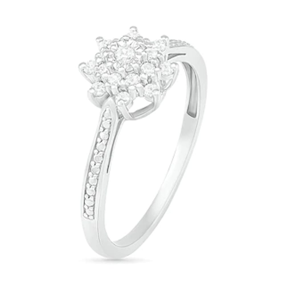 0.145 CT. T.W. Diamond Sunburst Promise Ring in 10K White Gold|Peoples Jewellers