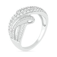 0.58 CT. T.W. Diamond Bypass Multi-Row Ring in 10K White Gold|Peoples Jewellers
