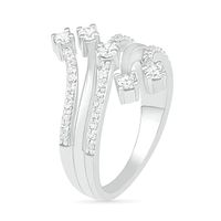 0.45 CT. T.W. Diamond Multi-Row Bypass Ring in 10K White Gold|Peoples Jewellers