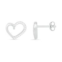 0.086 CT. T.W. Diamond Heart Outline Stud Earrings in 10K White Gold|Peoples Jewellers