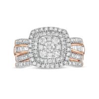 1.23 CT. T.W. Multi-Diamond Double Cushion-Shape Frame Bridal Set in 10K Rose Gold|Peoples Jewellers