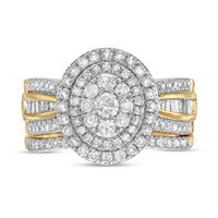 1.23 CT. T.W. Composite Baguette and Round Diamond Double Oval-Shape Frame Bridal Set in 10K Gold|Peoples Jewellers