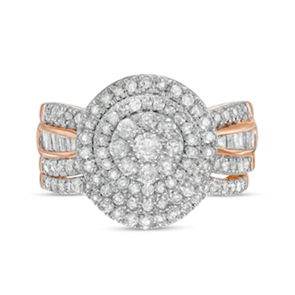 1.23 CT. T.W. Composite Baguette and Round Diamond Double Frame Bridal Set in 10K Rose Gold|Peoples Jewellers