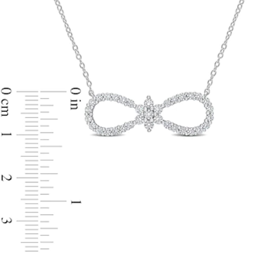 White Lab-Created Sapphire Infinity with Flower Necklace in Sterling Silver