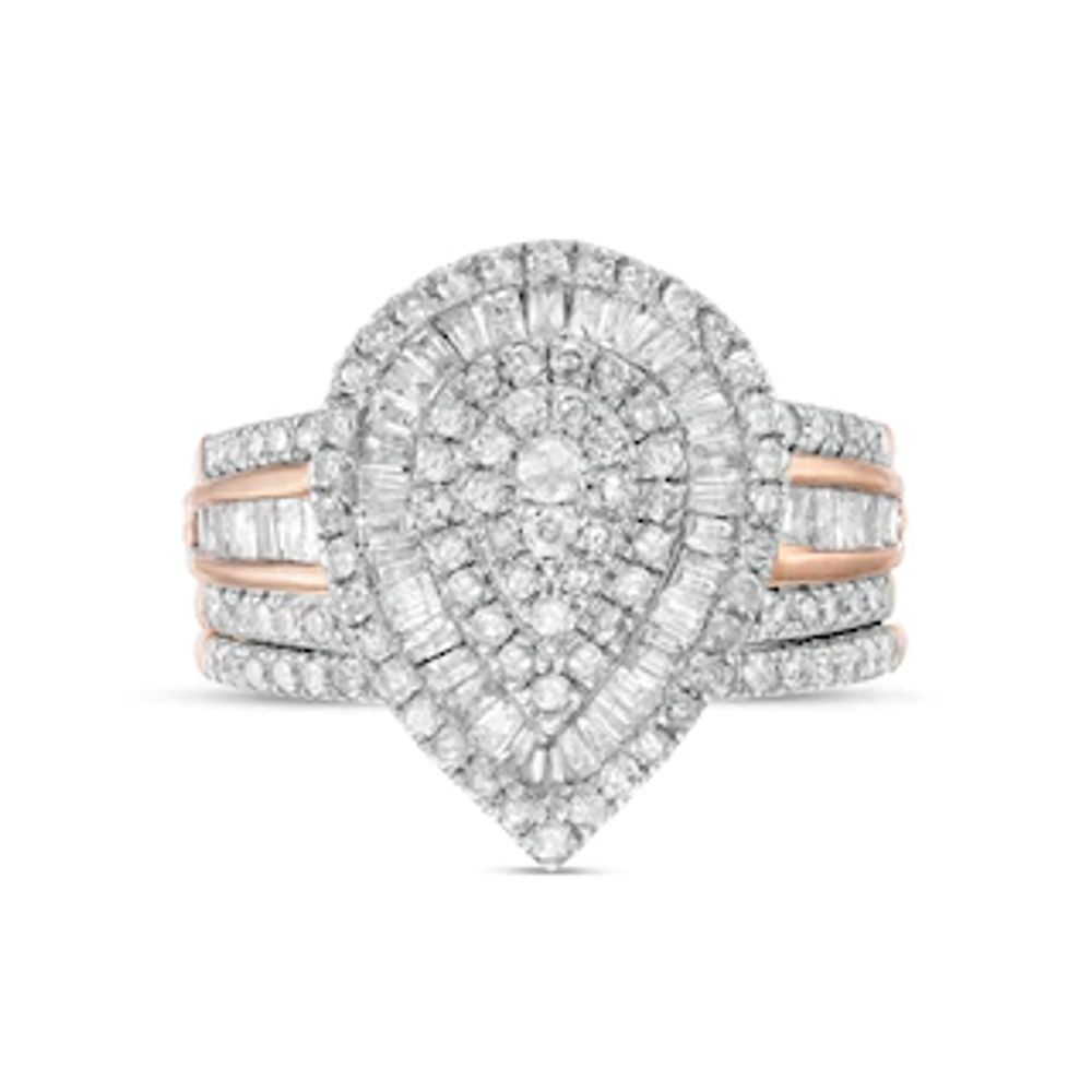 1.23 CT. T.W. Pear-Shaped Diamond Layered Triple Frame Bridal Set in 10K Rose Gold|Peoples Jewellers