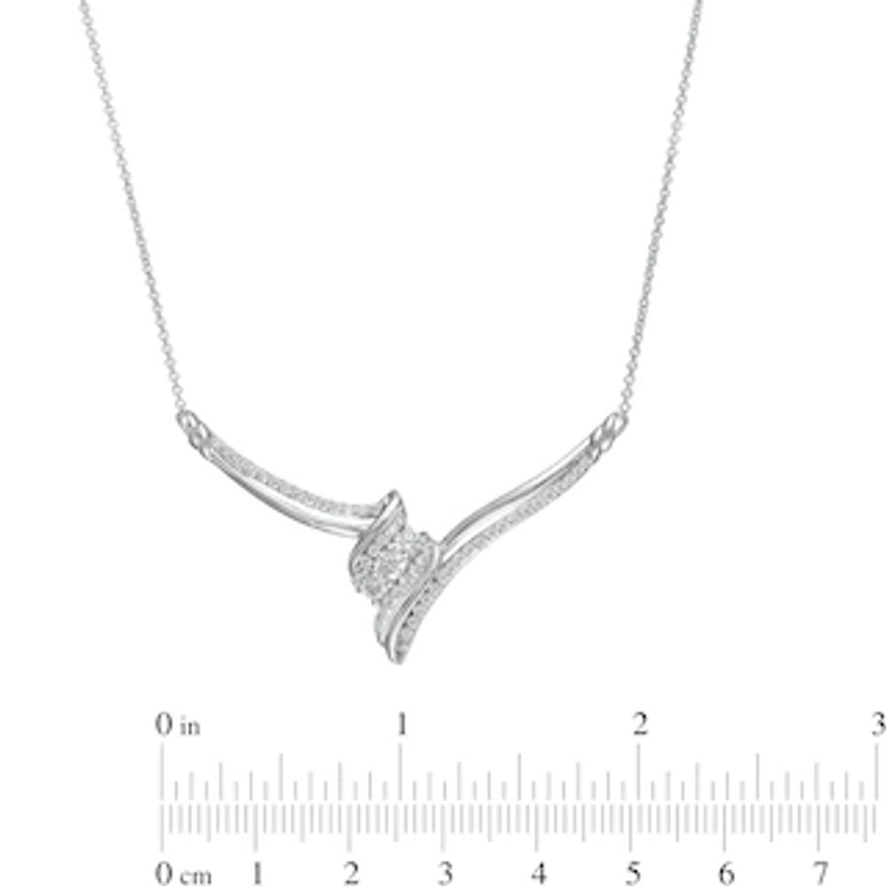 0.69 CT. T.W. Diamond Past Present Future® Bypass Necklace in 10K White Gold|Peoples Jewellers