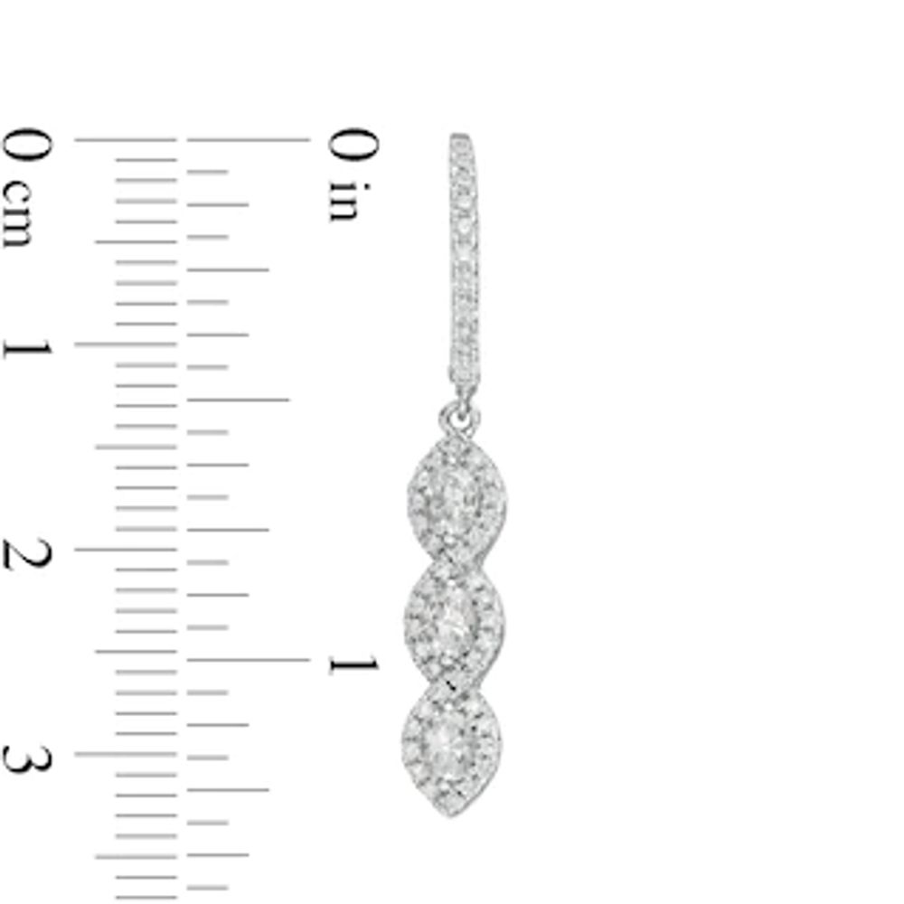 0.95 CT. T.W. Oval Diamond Past Present Future® Twist Frame Drop Earrings in 10K White Gold|Peoples Jewellers