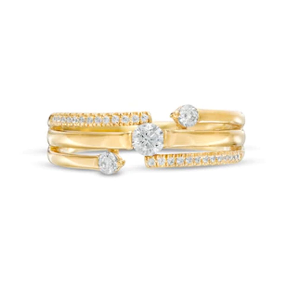0.29 CT. T.W. Diamond Past Present Future® Multi-Row Ring in 10K Gold|Peoples Jewellers