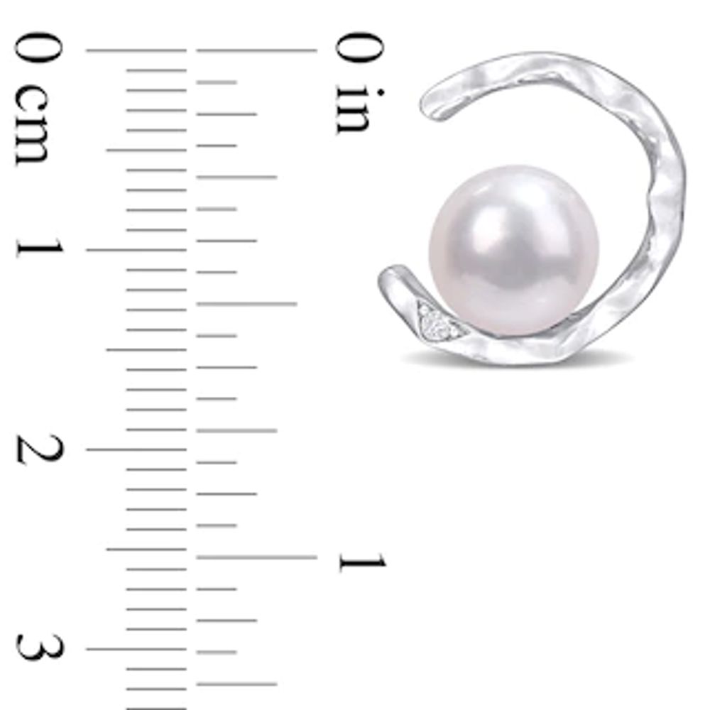 Front & Back Stud Earrings with Button Cultured Freshwater Pearls in  Sterling Silver