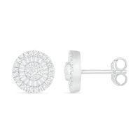 0.45 CT. T.W. Composite Baguette and Round Diamond Frame Stud Earrings in 10K White Gold|Peoples Jewellers