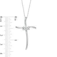 Peoples Private Collection 0.10 CT. T.W. Diamond Curved Cross Pendant in 10K White Gold|Peoples Jewellers