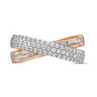 0.45 CT. T.W. Baguette and Round Diamond Crossover Anniversary Band in 10K Rose Gold|Peoples Jewellers