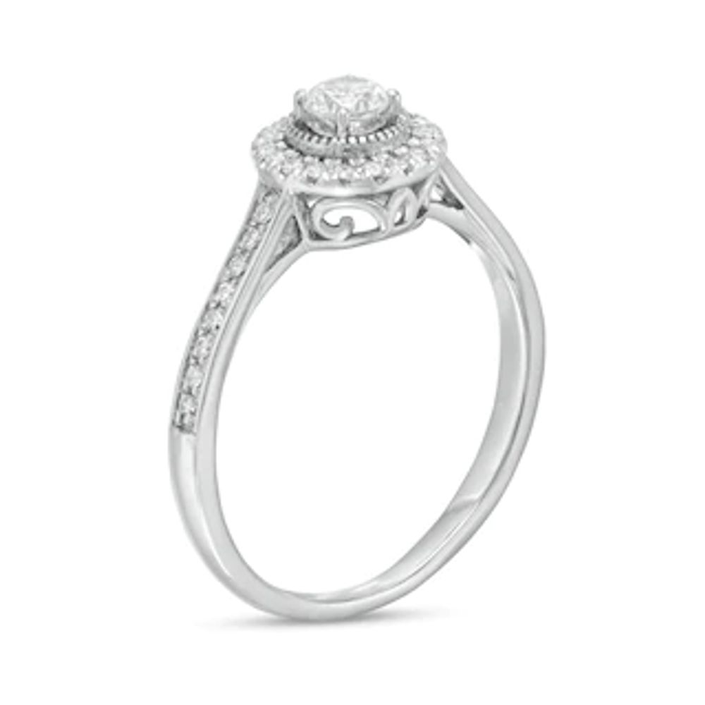 0.29 CT. T.W. Diamond Frame Vintage-Style Engagement Ring in 10K Gold|Peoples Jewellers