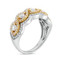 0.95 CT. T.W. Diamond Five Stone Twist Scallop Edge Ring in 10K Two-Tone Gold|Peoples Jewellers