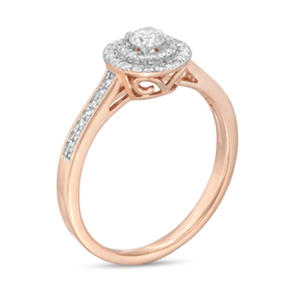 0.29 CT. T.W. Diamond Double Frame Engagement Ring in 10K Rose Gold|Peoples Jewellers