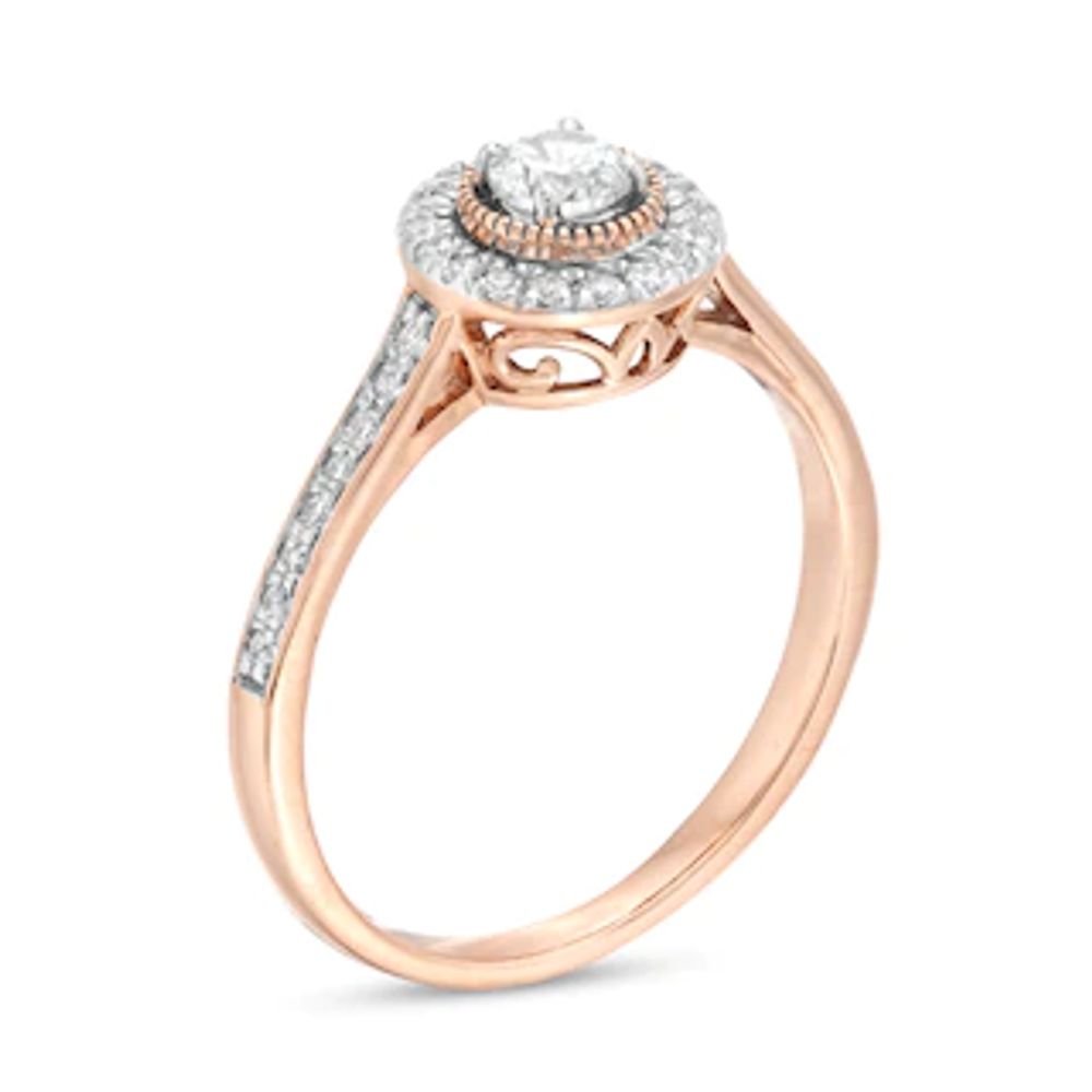 0.29 CT. T.W. Diamond Frame Vintage-Style Engagement Ring in 10K Rose Gold|Peoples Jewellers