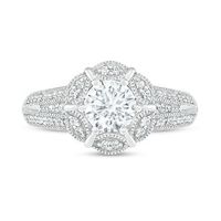 0.95 CT. T.W. Diamond Frame Vintage-Style Engagement Ring in 10K White Gold|Peoples Jewellers