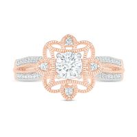 0.58 CT. T.W. Diamond Flower Frame Vintage-Style Engagement Ring in 10K Rose Gold|Peoples Jewellers