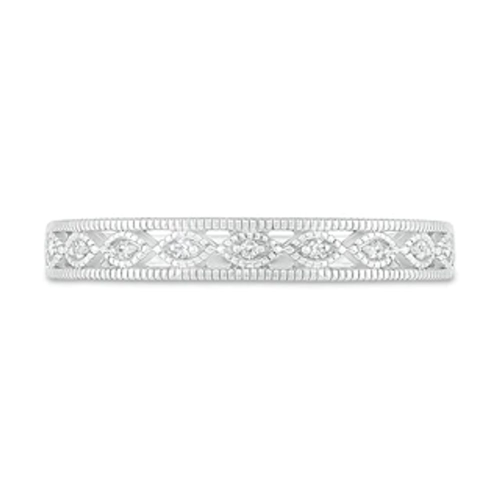 0.58 CT. T.W. Diamond Scallop Edge Frame Vintage-Style Bridal Set in 10K White Gold|Peoples Jewellers