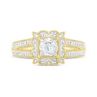 0.69 CT. T.W. Diamond Scalloped Square Frame Vintage-Style Engagement Ring in 10K Gold|Peoples Jewellers