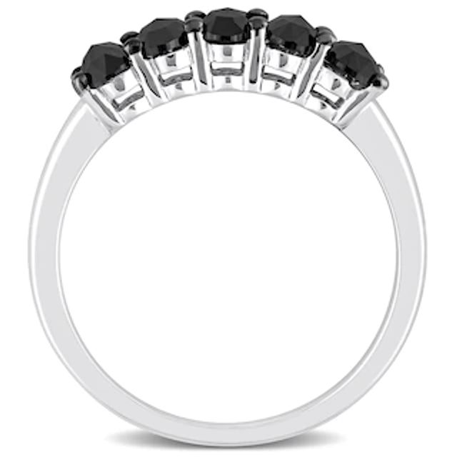 1.25 CT. T.W. Black Enhanced Oval Diamond Five Stone Anniversary Band in 10K White Gold|Peoples Jewellers