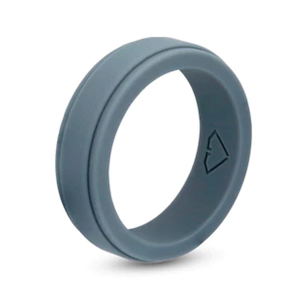 Men's 7.0mm Stepped Edge Comfort-Fit Wedding Band in Grey Silicone|Peoples Jewellers
