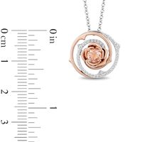 Enchanted Disney Aurora 4.5mm Morganite and 0.145 CT. T.W. Diamond Flower Pendant in Sterling Silver and 10K Rose Gold|Peoples Jewellers