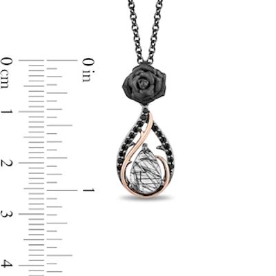 Enchanted Disney Villains Maleficent Quartz and 0.145 CT. T.W. Diamond Pendant in Sterling Silver and 10K Rose Gold|Peoples Jewellers