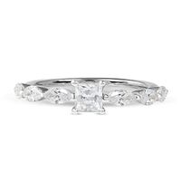 1.60 CT. T.W. Princess-Cut and Marquise Diamond Engagement Ring in 14K White Gold|Peoples Jewellers