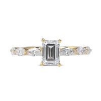 1.60 CT. T.W. Emerald-Cut and Marquise Diamond Engagement Ring in 14K Gold|Peoples Jewellers
